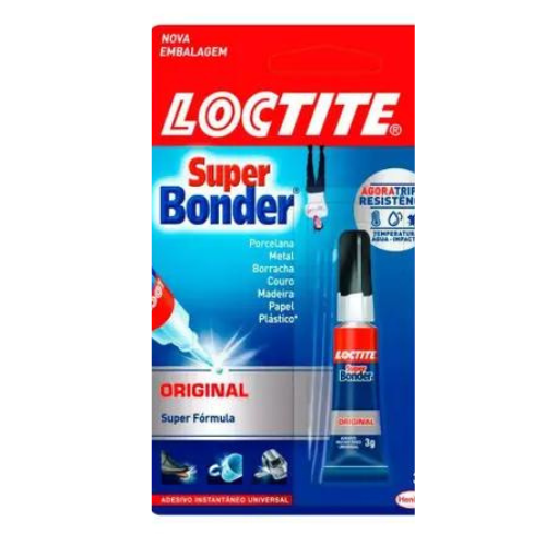 SUPER BONDER LOCTITE ORIGINAL COLA PLÁSTICO METAL MADEIRA 3G