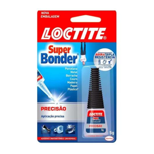 SUPER BONDER LOCTITE ORIGINAL COLA PLÁSTICO METAL MADEIRA 5G